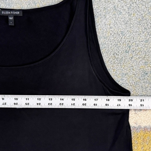 Eileen Fisher 100% Silk Tank Top L Black Sleeveless Minimalist Quiet Luxury Chic - Picture 7 of 9